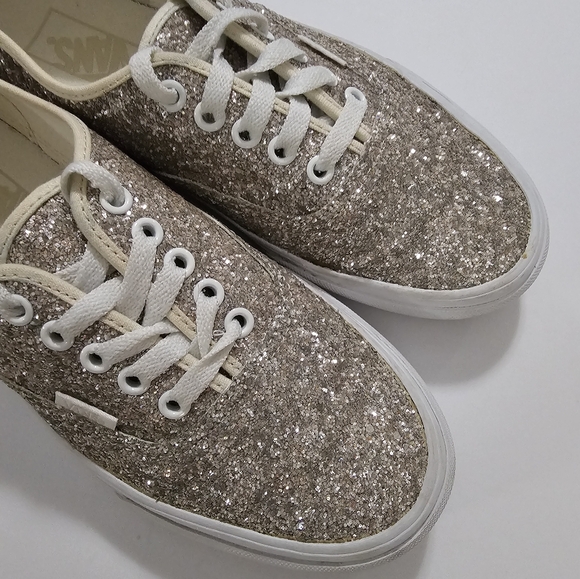 Vans Glitzy Glitter Silver Shine Low Top Classic Lace Up Unisex M-7 W-8.5 ☆ - Picture 10 of 12